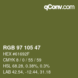 Color code: RGB 97 105 47 | qconv.com