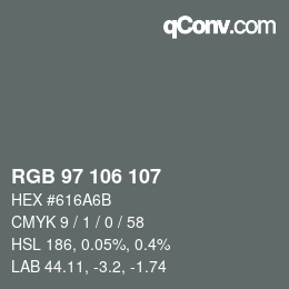 Farbcode: RGB 97 106 107 | qconv.com