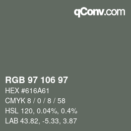 Color code: RGB 97 106 97 | qconv.com