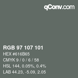 Farbcode: RGB 97 107 101 | qconv.com