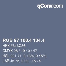 カラーコード: RGB 97 108.4 134.4 | qconv.com