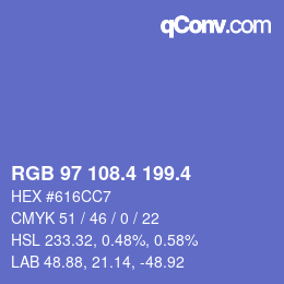 カラーコード: RGB 97 108.4 199.4 | qconv.com