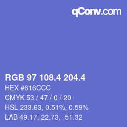 カラーコード: RGB 97 108.4 204.4 | qconv.com