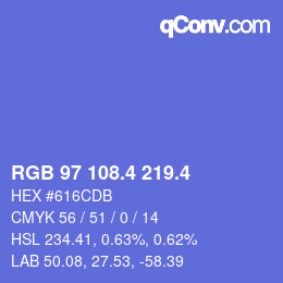 カラーコード: RGB 97 108.4 219.4 | qconv.com