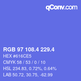 カラーコード: RGB 97 108.4 229.4 | qconv.com