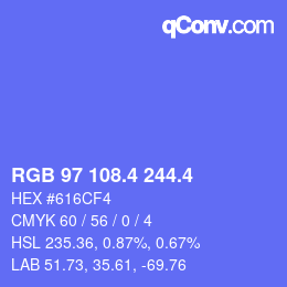 カラーコード: RGB 97 108.4 244.4 | qconv.com