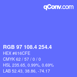 カラーコード: RGB 97 108.4 254.4 | qconv.com