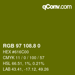 カラーコード: RGB 97 108.8 0 | qconv.com