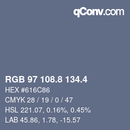 カラーコード: RGB 97 108.8 134.4 | qconv.com