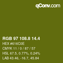カラーコード: RGB 97 108.8 14.4 | qconv.com