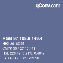 カラーコード: RGB 97 108.8 149.4 | qconv.com