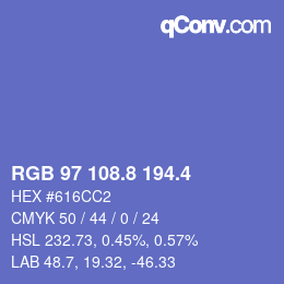 カラーコード: RGB 97 108.8 194.4 | qconv.com