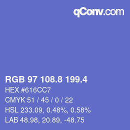 カラーコード: RGB 97 108.8 199.4 | qconv.com