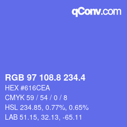 カラーコード: RGB 97 108.8 234.4 | qconv.com