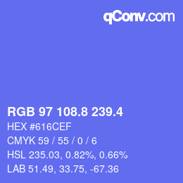 カラーコード: RGB 97 108.8 239.4 | qconv.com