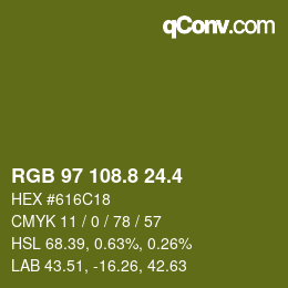カラーコード: RGB 97 108.8 24.4 | qconv.com