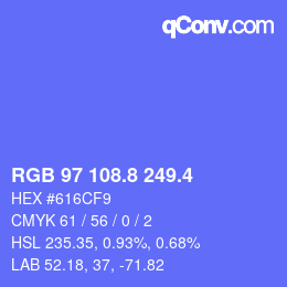 カラーコード: RGB 97 108.8 249.4 | qconv.com