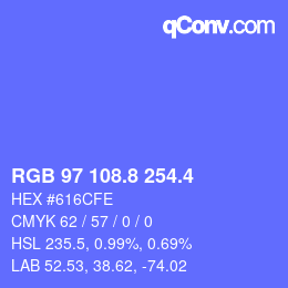 カラーコード: RGB 97 108.8 254.4 | qconv.com