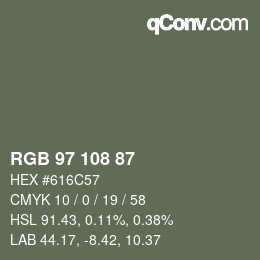 颜色代码: RGB 97 108 87 | qconv.com