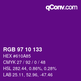 Color code: RGB 97 10 133 | qconv.com