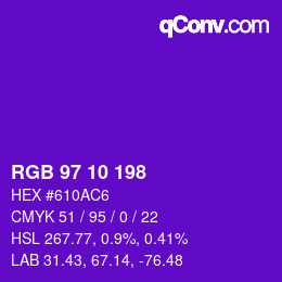 カラーコード: RGB 97 10 198 | qconv.com