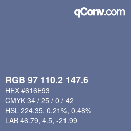 カラーコード: RGB 97 110.2 147.6 | qconv.com