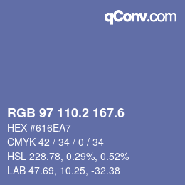 カラーコード: RGB 97 110.2 167.6 | qconv.com