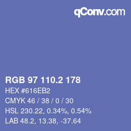 カラーコード: RGB 97 110.2 178 | qconv.com