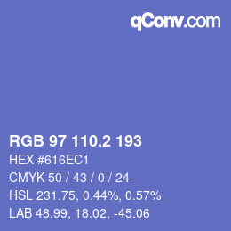 カラーコード: RGB 97 110.2 193 | qconv.com