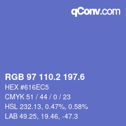 カラーコード: RGB 97 110.2 197.6 | qconv.com