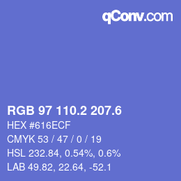 カラーコード: RGB 97 110.2 207.6 | qconv.com