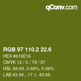 カラーコード: RGB 97 110.2 22.6 | qconv.com