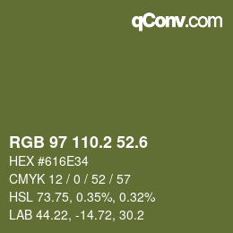 カラーコード: RGB 97 110.2 52.6 | qconv.com