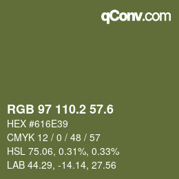カラーコード: RGB 97 110.2 57.6 | qconv.com
