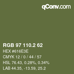 カラーコード: RGB 97 110.2 62 | qconv.com