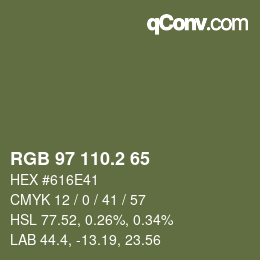 カラーコード: RGB 97 110.2 65 | qconv.com
