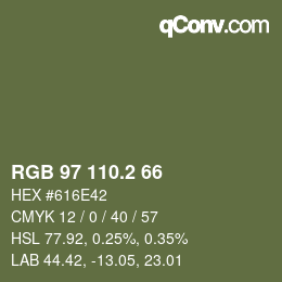 カラーコード: RGB 97 110.2 66 | qconv.com