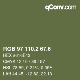 カラーコード: RGB 97 110.2 67.6 | qconv.com