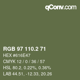 カラーコード: RGB 97 110.2 71 | qconv.com