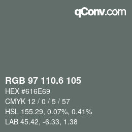 カラーコード: RGB 97 110.6 105 | qconv.com