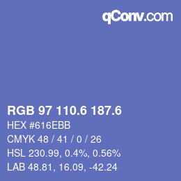 カラーコード: RGB 97 110.6 187.6 | qconv.com