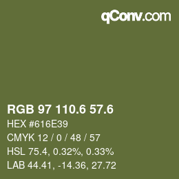 カラーコード: RGB 97 110.6 57.6 | qconv.com