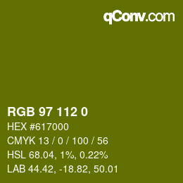 颜色代码: RGB 97 112 0 | qconv.com