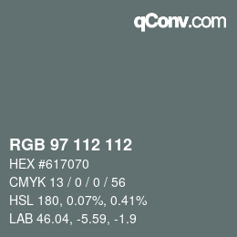 颜色代码: RGB 97 112 112 | qconv.com