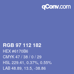 Color code: RGB 97 112 182 | qconv.com