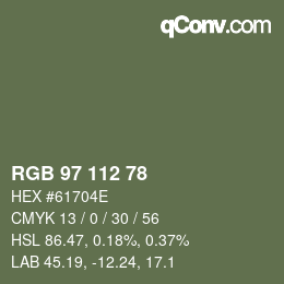 Color code: RGB 97 112 78 | qconv.com