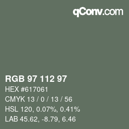 Código de color: RGB 97 112 97 | qconv.com