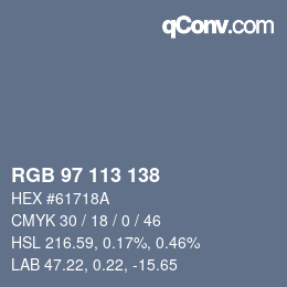 カラーコード: RGB 97 113 138 | qconv.com
