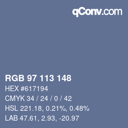 Color code: RGB 97 113 148 | qconv.com