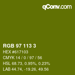 Color code: RGB 97 113 3 | qconv.com